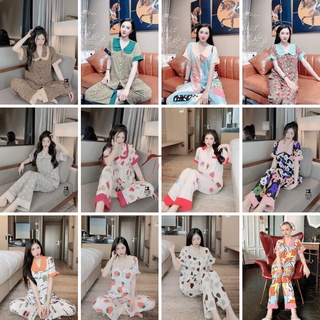 Đồ pijama, đồ bộ pijama lụa, đồ bộ nữ mặc nhà, đồ bộ mặc nhà pijama tay cộc quần dài vải lụa siêu mềm mát