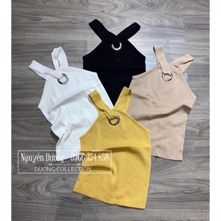Áo len 2 dây chéo khuy sắt tròn