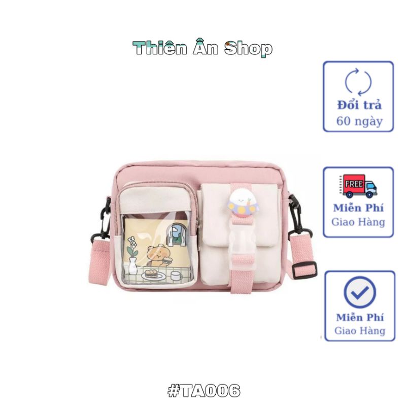 Túi đeo chéo nữ thời trang 2 hộp 1 hộp trong suốt 1 hộp khóa gài TA071