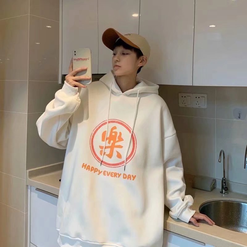 Áo hoodie tay dài dáng rộng in họa tiết thời trang mùa đông phong cách Hàn Quốc cho nam size m-5xl