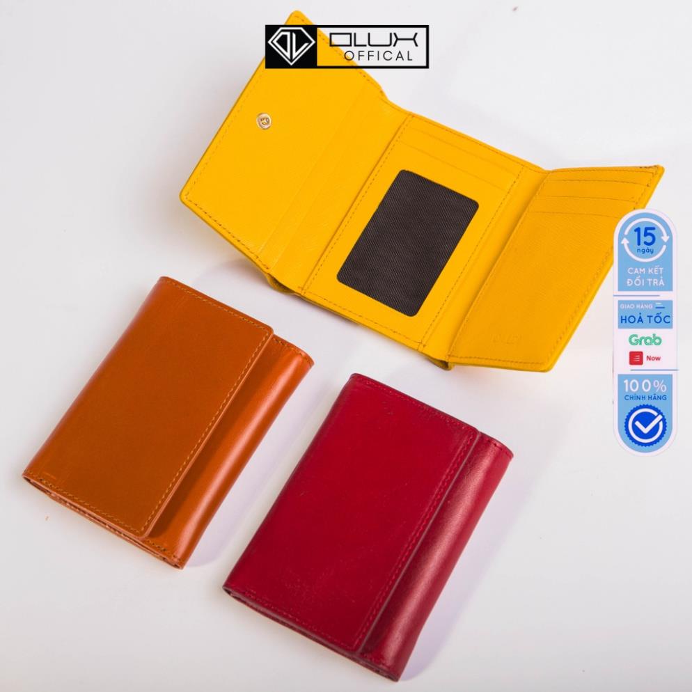 Ví nữ, ví nữ mini da thật ba gấp LISA da nhập khẩu - thời trang OLUX - Full Box