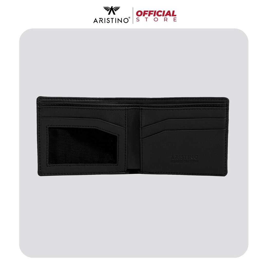 Ví da nam ARISTINO AWE00502 bóp nam dáng ngắn da sần vân hạt dập logo nổi cao cấp