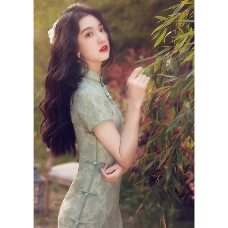 Đầm Sườn Xám Cách Tân Dáng Dài Màu Sắc Thời Trang Retro Trung Hoa Cho Nữ
