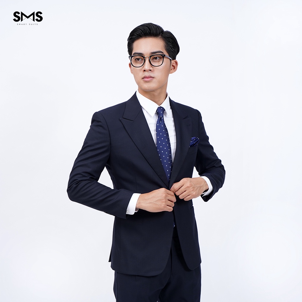 Vest nam Smart Suits xanh đen vân xương cá, suits sartorial