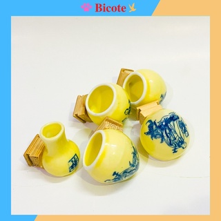 Cóng chim khuyên chất liệu gốm sứ cao cấp họa tiết siêu đẹp (Đủ bộ)