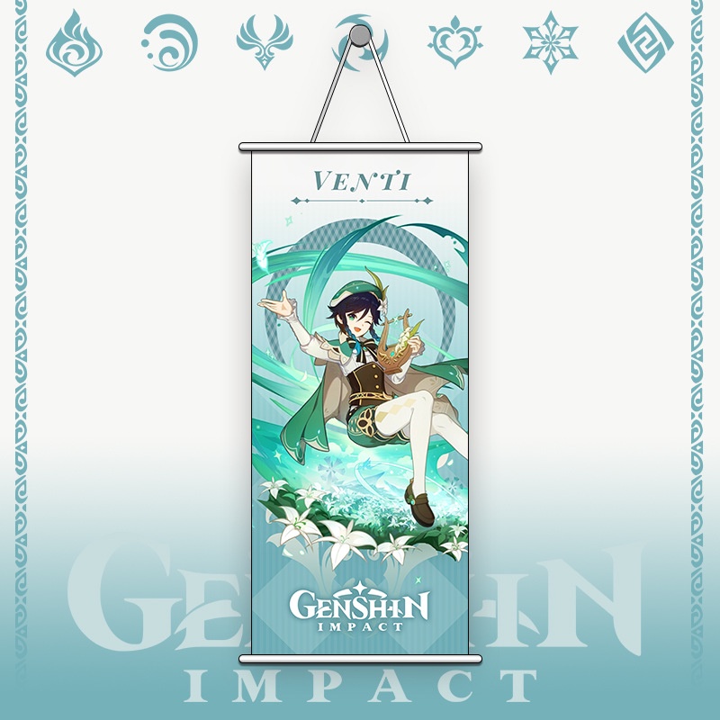 Genshin Impact Poster Wall Pendent Painting Hanging Anime 74x35CM Zhongli Ganyu Keqing Home Decor Posters Gift