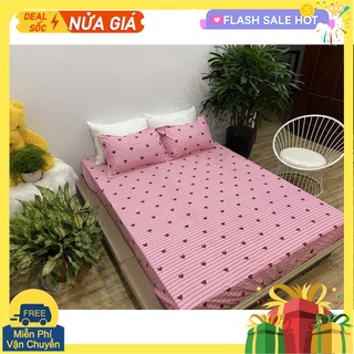 Xả kho Ga bọc đệm cotton poly 1m2,1m4,1m6 kẻ vàng