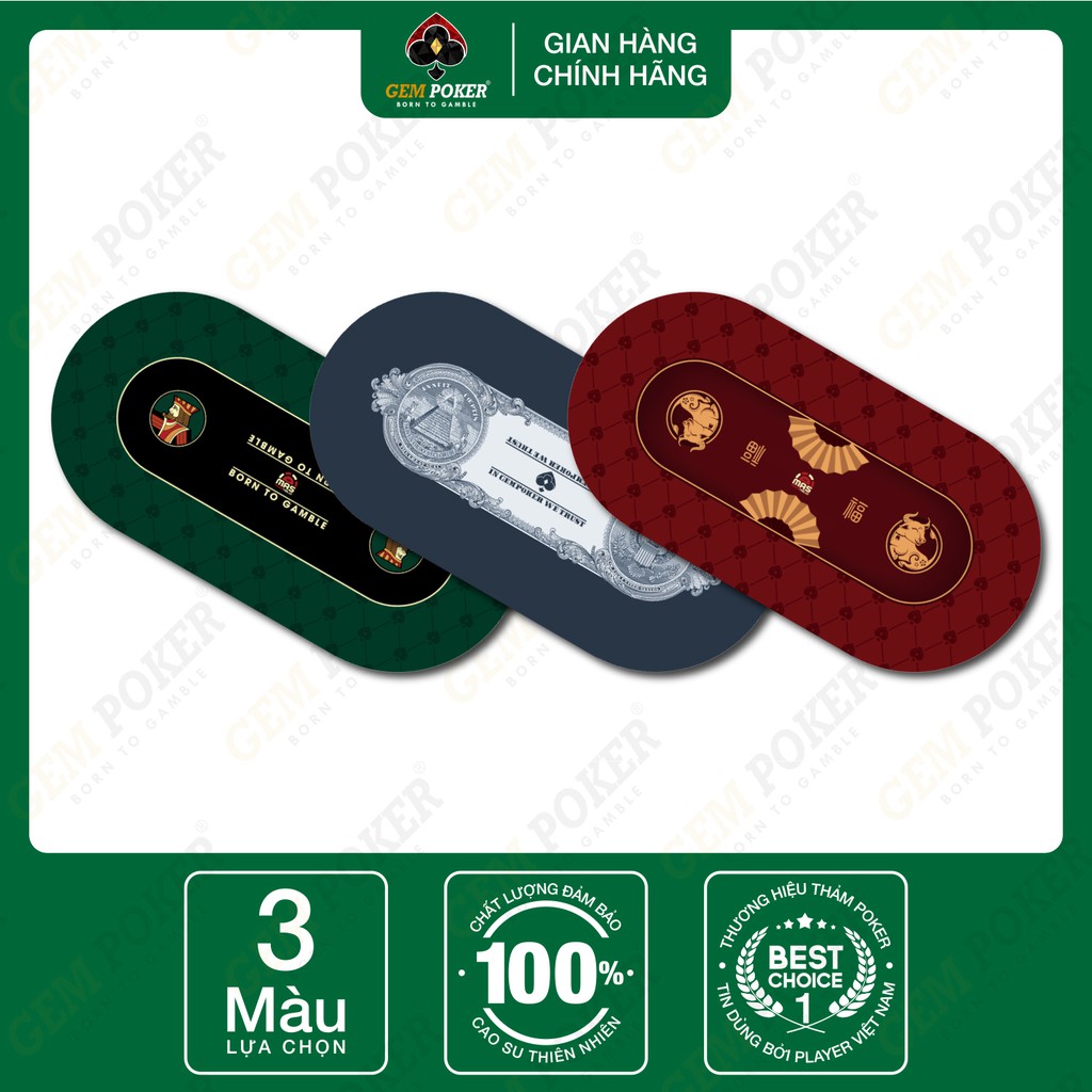 THẢM POKER GEM OVAL CAO SU CAO CẤP