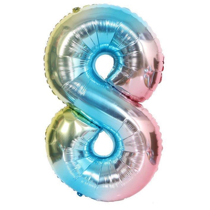 Bong Bóng Nhôm Hình Chữ Số 0-9 32Inch Màu Cầu Vồng Trang Trí Tiệc Sinh Nhật
