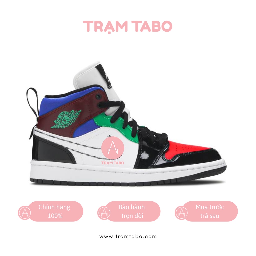 DB5454-001 - GIÀY NỮ NIKE AIR JORDAN 1 MID SE 'MULTI COLOR' BLACK/UNIVERSITY RED - MÀU ĐỎ/XANH/TRẮNG