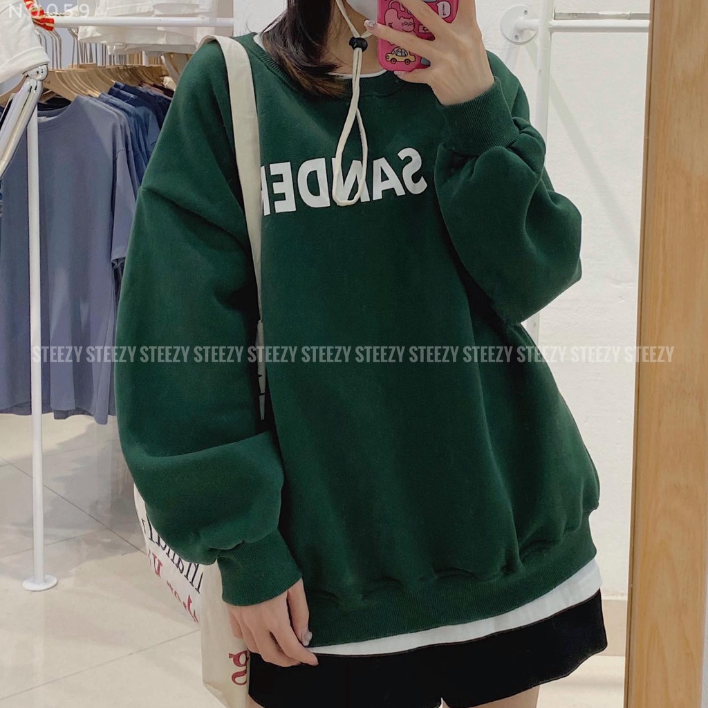 [N0059] Áo sweater nỉ bông cổ tròn in chữ JIL SANDER form rộng (Có sẵn/Ảnh thật)