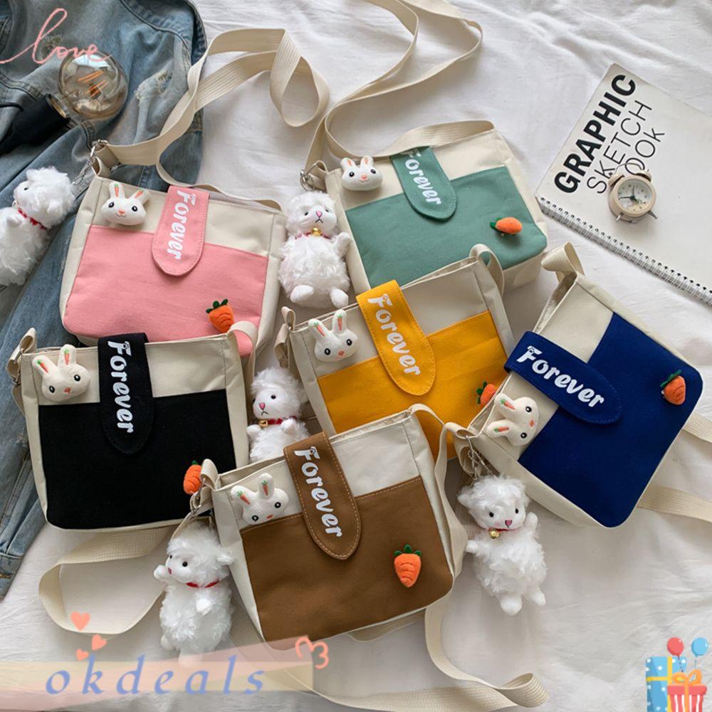 Okdeals Túi Xách Canvas Sức Chứa Lớn Hình Búp Bê Dễ Thương Cho Nữ Và Nữ