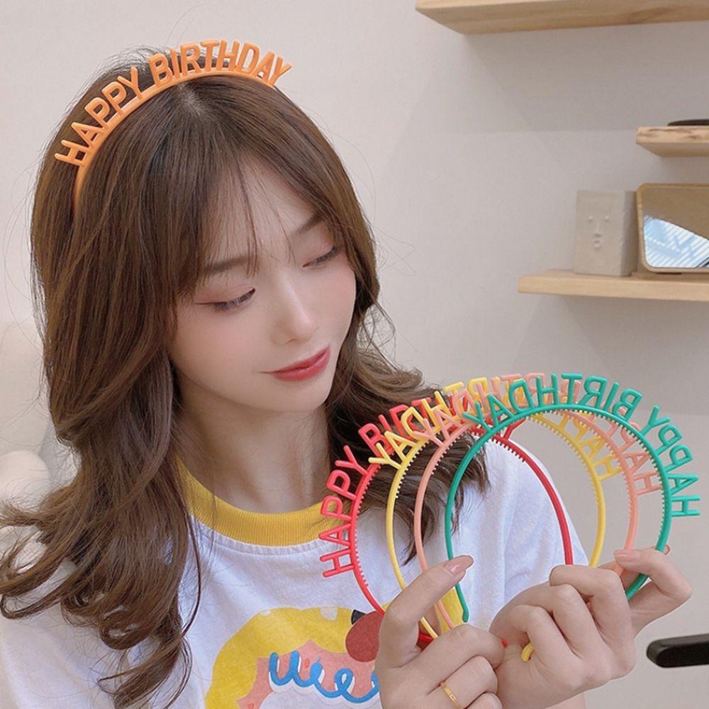 Băng Đô Cài Tóc Bằng Nhựa In Chữ Happy Birthday Đơn Giản Phong Cách Hàn Quốc Thời Trang Cho Nữ