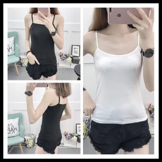 Áo Hai Dây Cổ Tròn Dáng Ôm Màu Trơn Phong Cách Hàn Quốc