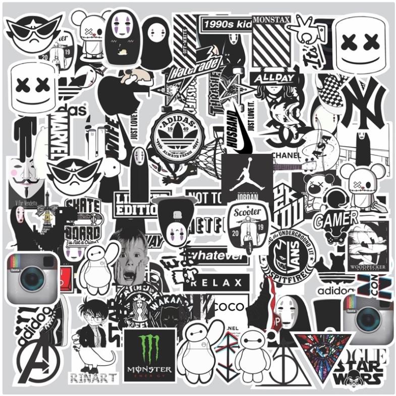(S71) Bộ 100 sticker graffiti hình ảnh cá tính dùng để trang trí điện thoại di động/ván trượt/vali không để lại dấu keo