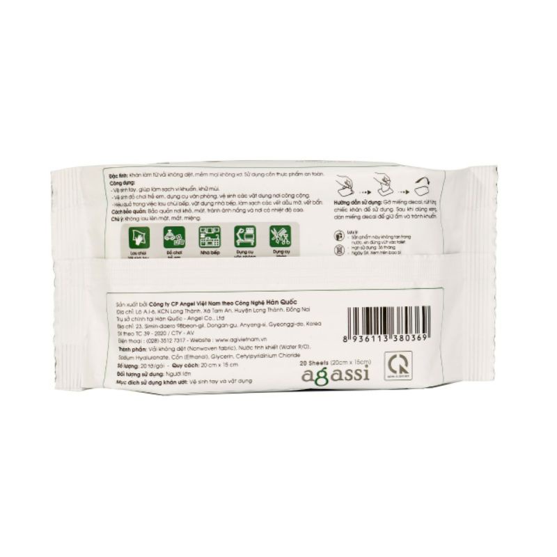 Khăn ướt cồn Agassi 20 tờ