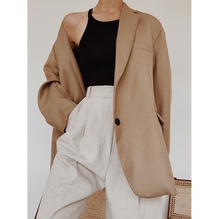 Áo Blazer oversize nữ màu beige, blazer nữ màu đen