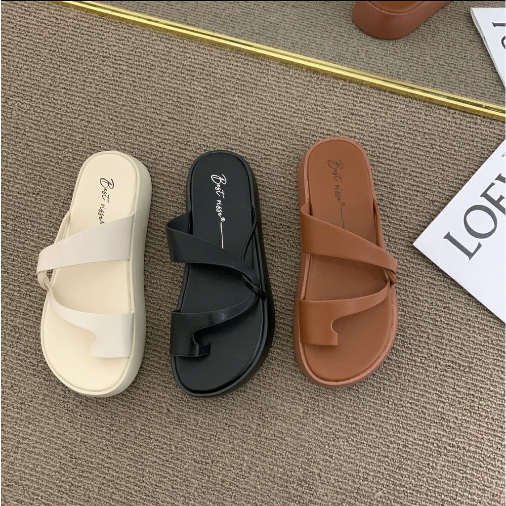 Dép đê độn quai kiểu 2,5p mới 2 màu trắng đen 0309 màu trắng mới ifashion