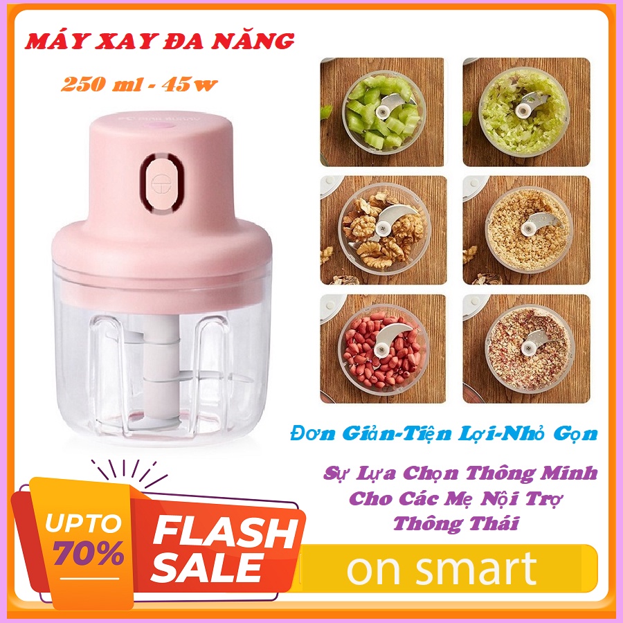 Máy xay tỏi ớt cầm tay mini đa năng - Máy xay sinh tố đồ ăn dặm cho bé 250ml