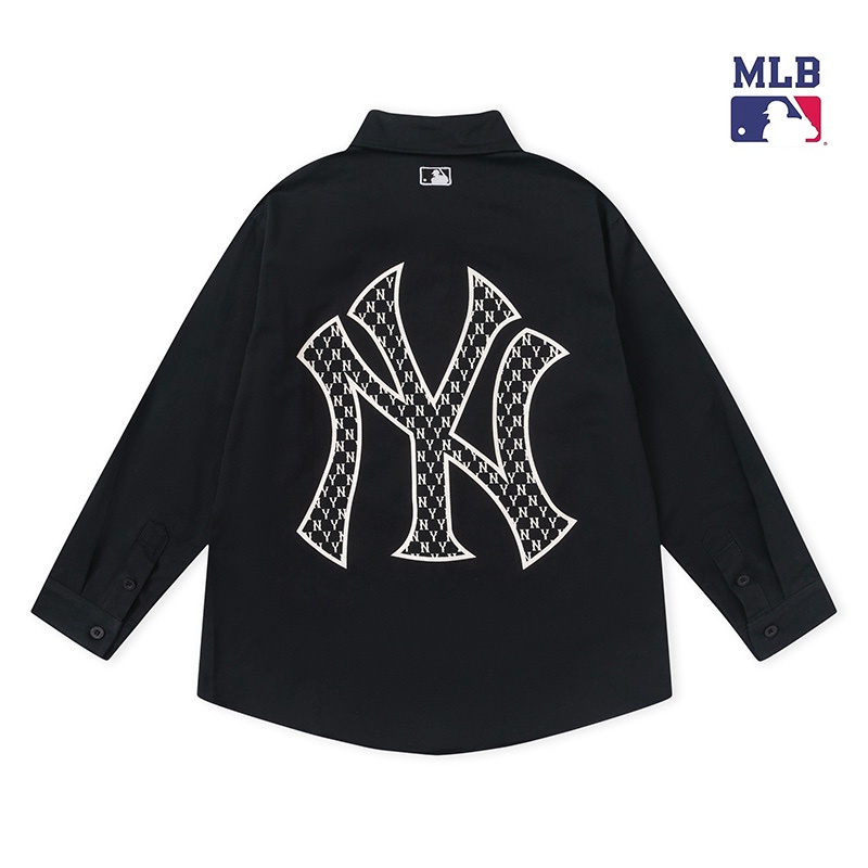 ❤❀  ❤ Áo Sơ Mi Tay Dài Thêu Họa Tiết MLB NY Phong Cách Retro Mới Cho Cặp Đôi