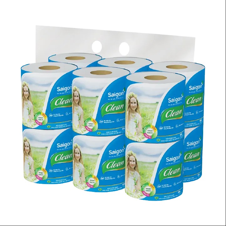 Lốc 12 cuộn giấy vệ sinh 2 lớp Sài Gòn Clean