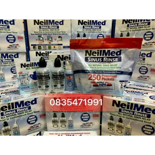 Bộ rửa mũi neilmed gồm 2 bình 240ml và 250 gói muối kèm xịt mũi 75ml date 2027