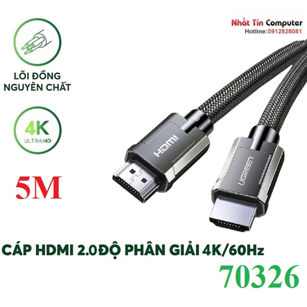 Cáp HDMI 2.0 dài 5m chuẩn 4K@60Hz Ugreen 70326 cao cấp