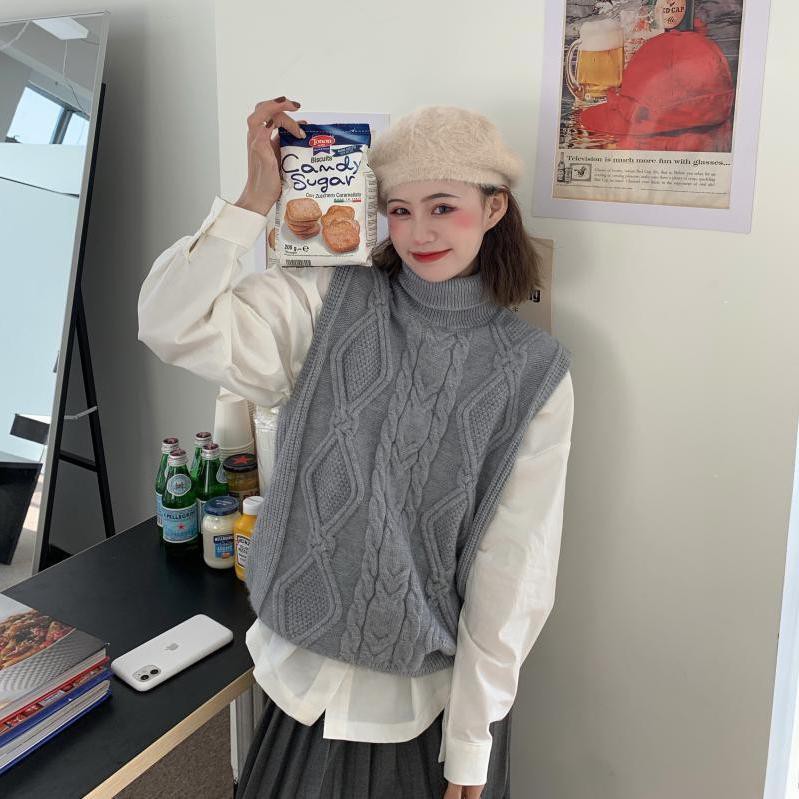 Áo Len Cổ Lọ Không Tay Giữ Ấm Thời Trang Dành Cho Nữ