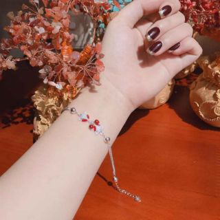 Lắc tay hồ ly đỏ bạc ý 925