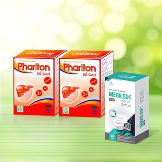 Combo Thực phẩm bảo vệ sức khỏe PHARITON BỔ GAN (2 hộp) + Khẩu trang y tế cao cấp 3 lớp MEBILOOK (1 hộp)