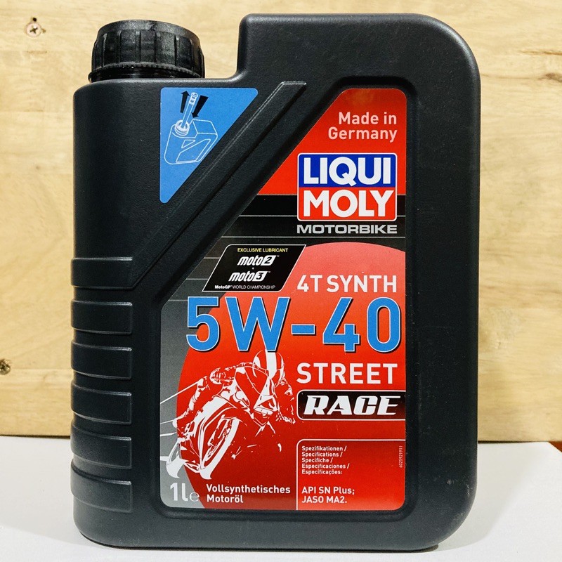 Nhớt Cao Cấp Liqui Moly 4T Synth 5W-40 Street Race API SN Plus Jaso MA2 1Lit Combo 1Lit1 1Lit2 1Lit3 1Lit4