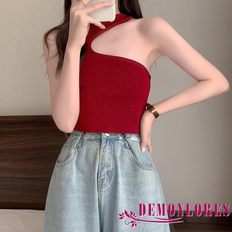 Áo Croptop Không Tay Dáng Ôm Màu Trơn Thời Trang Mùa Hè Giản Dị Dành Cho Nữ