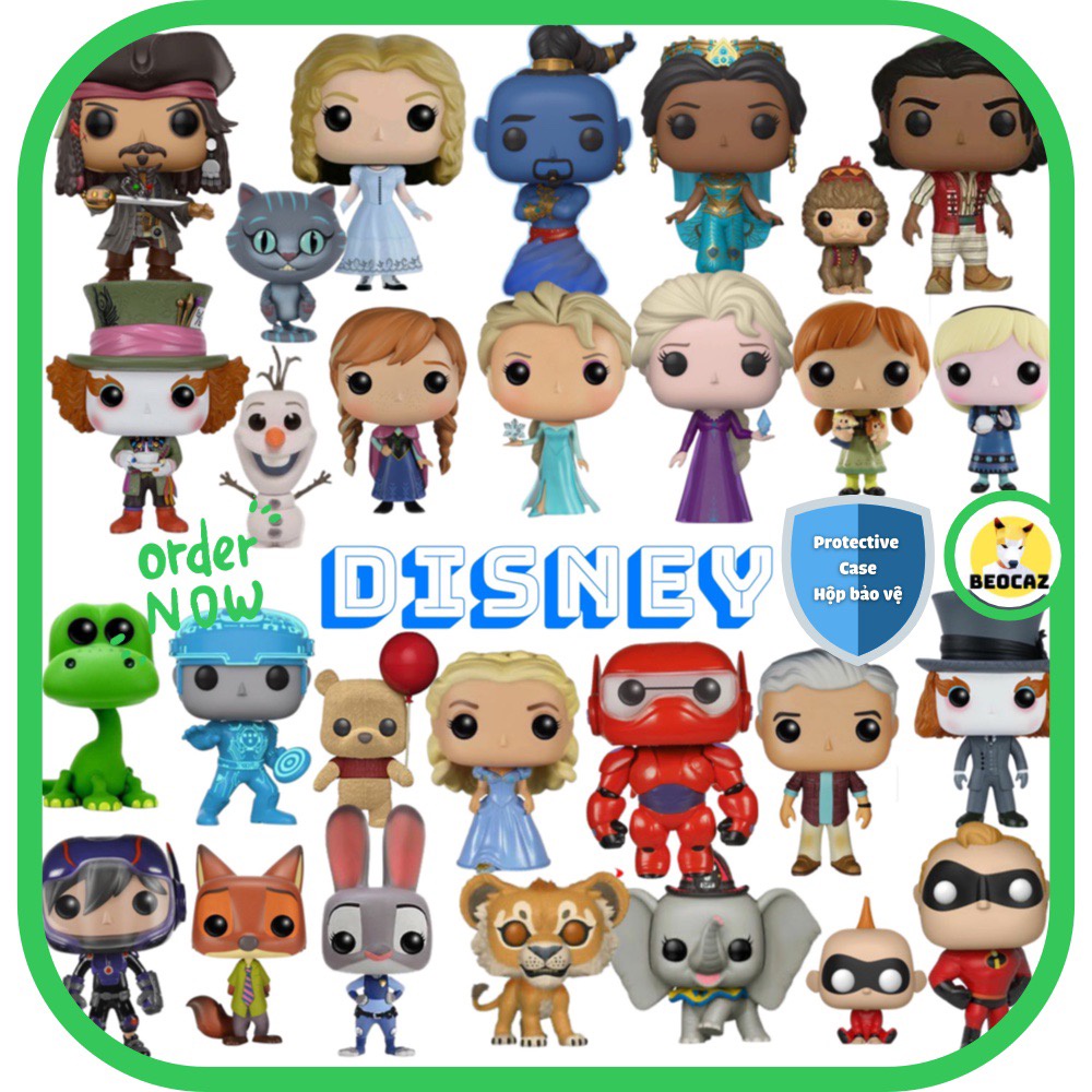 [Full Box Chính Hãng Tặng Hộp Bảo Vệ] Tổng hợp mô hình Funko Pop nhân vật Disney Elsa Anna Pooh Aladdin Dumbo Olaf