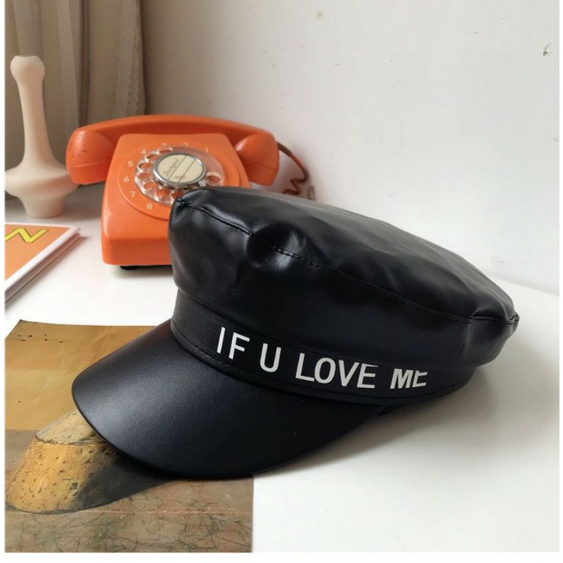 Mũ Thuỷ Thủ Beret Mũ Nồi Da Chữ IF U Love Me