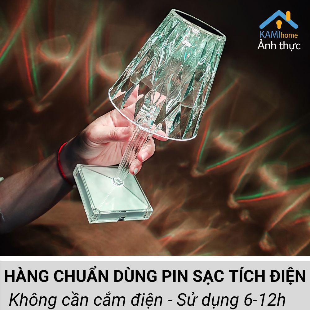 Đèn ngủ pha lê để bàn cảm ứng pin sạc tích điện led nhiều màu trang trí (Nhiều mẫu) mã 26013