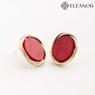 Bông Tai Eleanor Tròn Đính Đá Đỏ - SP001246