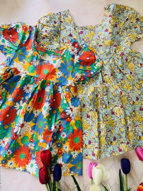 [Hàng có sẵn] Váy Thô Hoa Nhí Màu Sắc Mát Mẻ Xinh Xắn QATE562 Cho Bé Gái