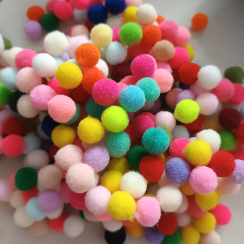 Gói 10 viên pom pom đủ size đủ màu làm thủ công handmade mắt thú