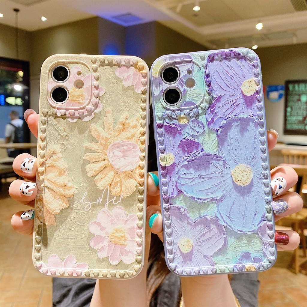 Ốp Điện Thoại Họa Tiết Tranh Sơn Dầu Hình Hoa Cho 6s 7 8 Plus 11 12 Pro MAX XS MAX XR SE2020