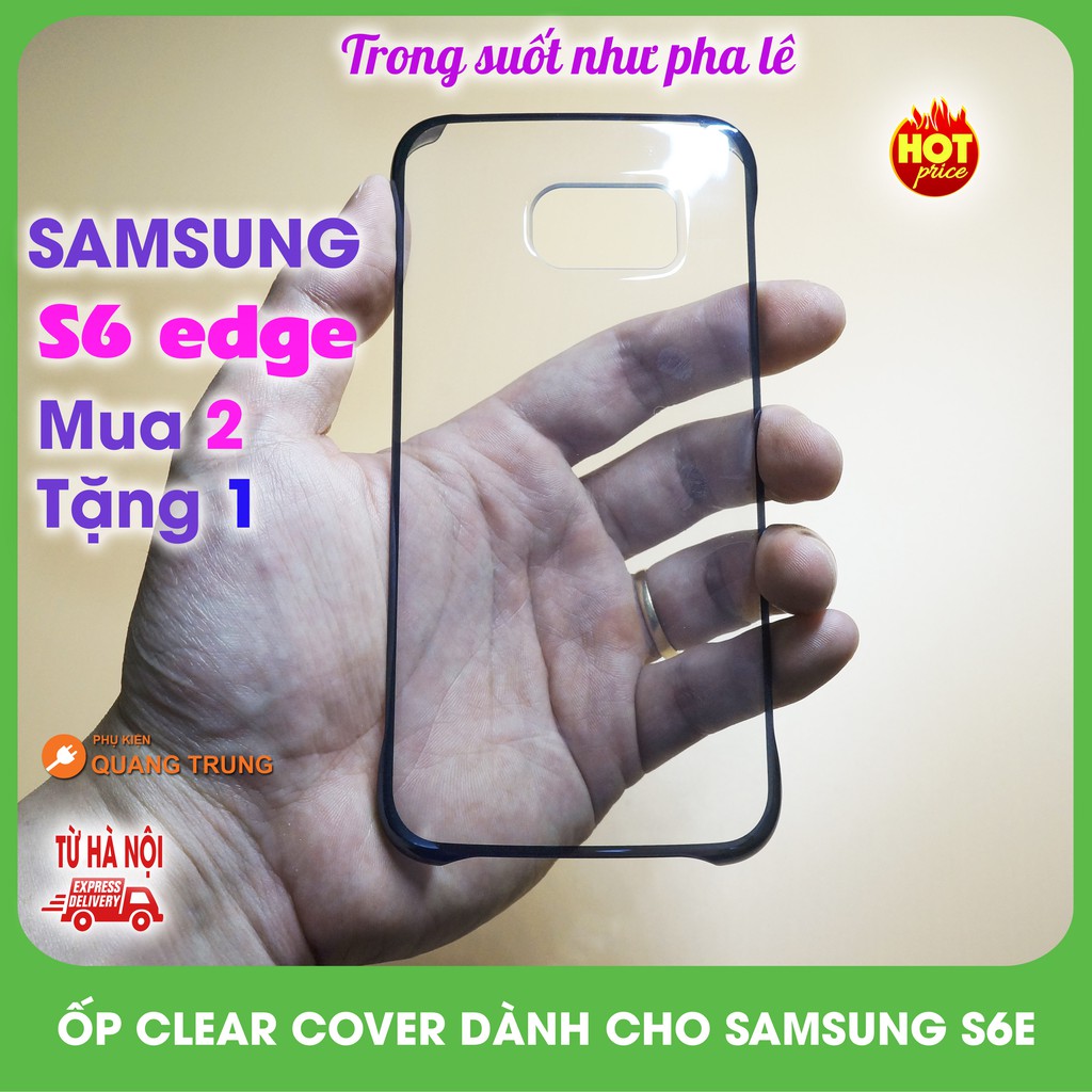Ốp clear cover dành cho samsung galaxy S6 edge- Viền màu xanh