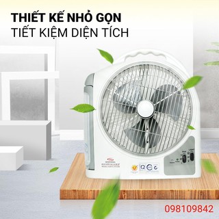 Quạt sạc tích điện dạng hộp AC&DC 10 inch Honjianda FL213 1-2 bình Có đèn LED & USB