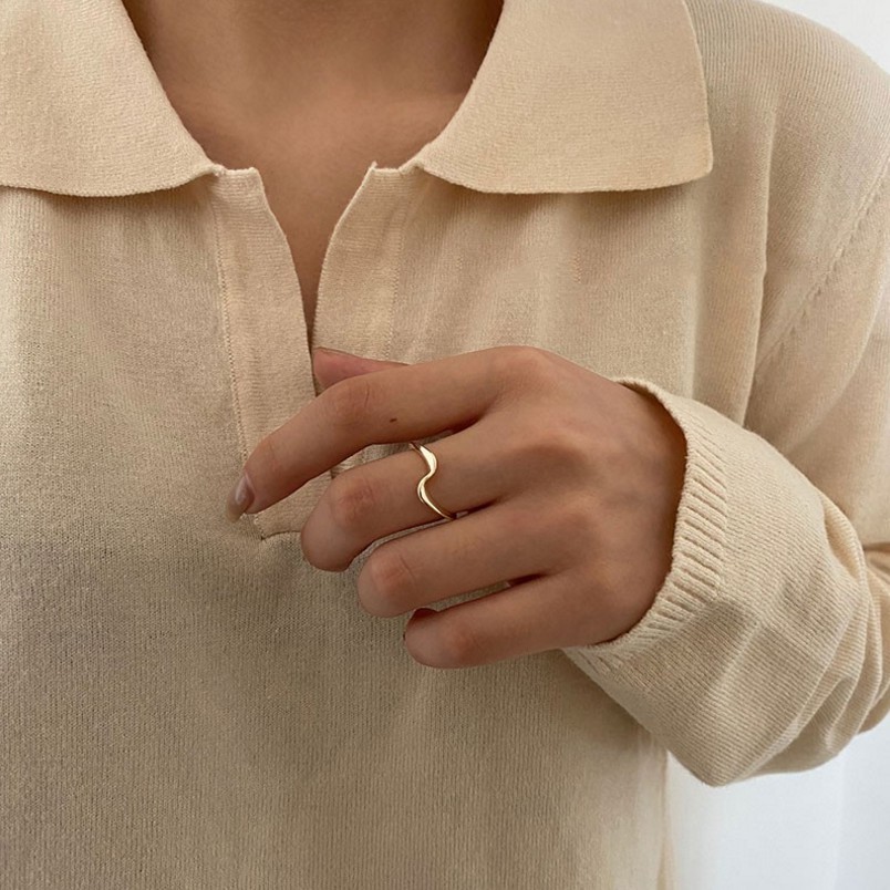 Fashion wave shape pure copper ring