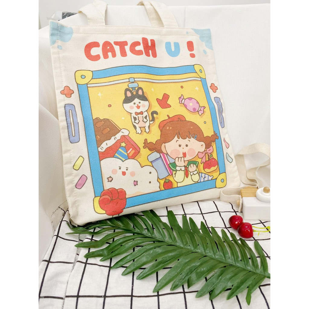 Túi Tote Túi Vải Leo Canvas Catch U Nhiều Màu