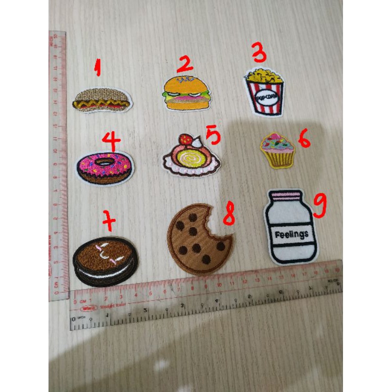 Patch, sticker dán/ủi quần áo hình thức ăn,đồ uống