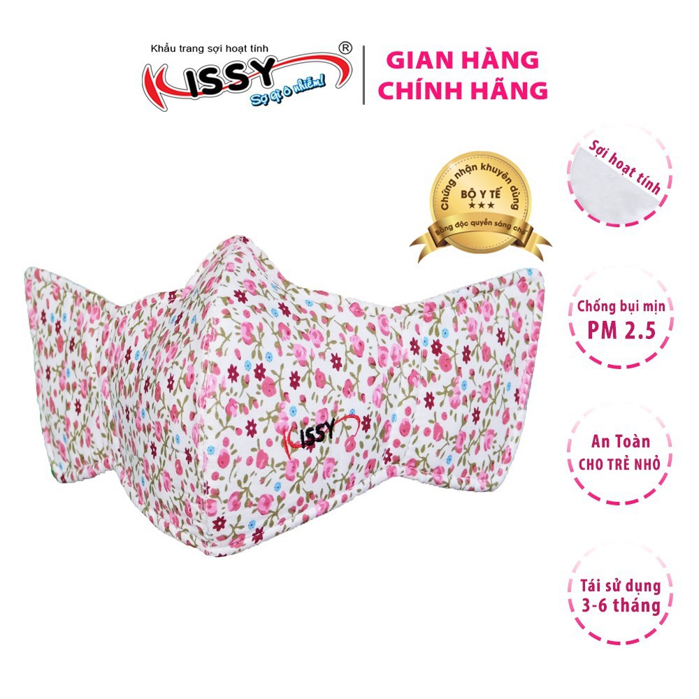 Khẩu trang Kissy che tai cho nữ chống bụi mịn và bảo vệ tai, giao đúng mẫu hoa nhí