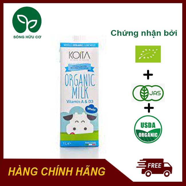 [Không Đường] Sữa Tươi Nguyên Kem Hữu Cơ (1 Lít) Koita, Sữa Full Cream Làm Bánh, Sữa Dinh Dưỡng Cho Bé