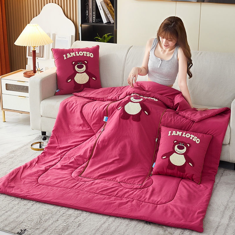 Chăn Gối Ngủ Trưa Điều Hòa Nhiệt Độ In Hình Chuột Mickey / Gấu / Dâu Tây Hoạt Hình