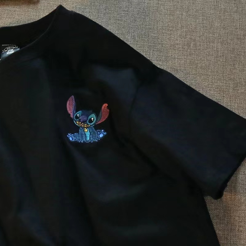 Áo Thun Tay Ngắn In Hoạt Hình Stitch Dễ Thương Cho Nam Và Nữ