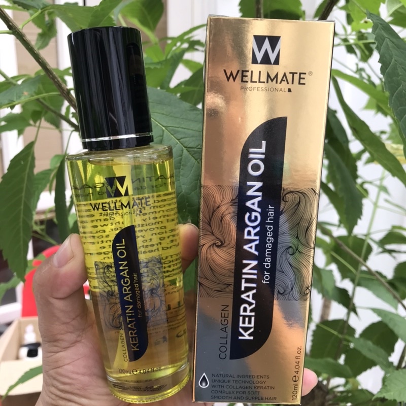 Tinh dầu dưỡng tóc phục hồi wellmate keratin argan oil 120ml (màu vàng)