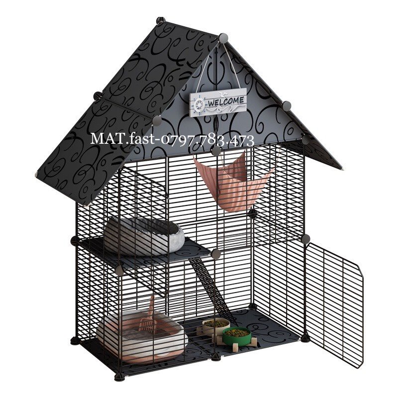 Chuồng mèo giá rẻ đẹp lắp ghép đa năng đơn giản với lưới sắt sơn tĩnh điện có thể cho thỏ, sóc, bọ ú